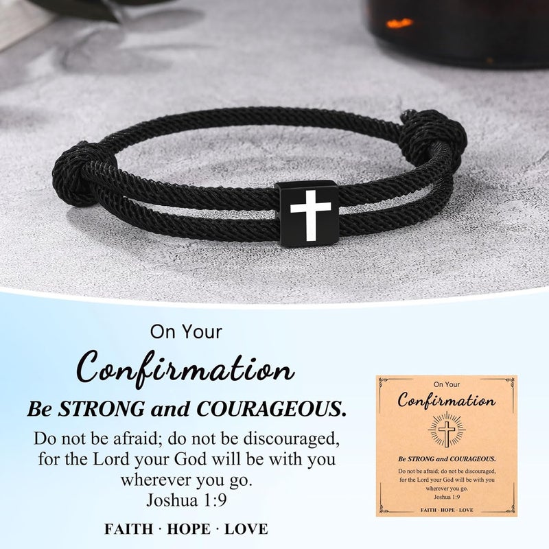 UNGENT THEM Cross Braided Rope Bracelet for Men Boys, Christmas Valentines Graduation Easter Christian Baptism Gifts Couples Son Daughter Brother Teens Girls - Image 5
